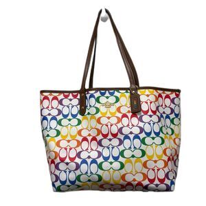 Coach Reversible City Tote in Rainbow Signature Canvas Large Shopper Pride Logo